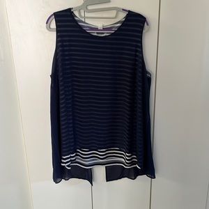 Blue see-through striped top